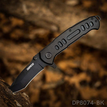 Black Folding Knife Liner Lock with Pocket Clip for Hunting and Camping